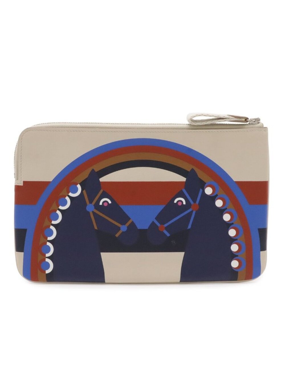 Hermes Carre Pocket Long Pouch Case Clutch Veau Swift Beton Blue Ankle